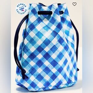 🆕💙 BATH & BODY WORKS LIMITED EDITION “GINGHAM” FULL SIZE DRAWSTRING GIFT BAG.